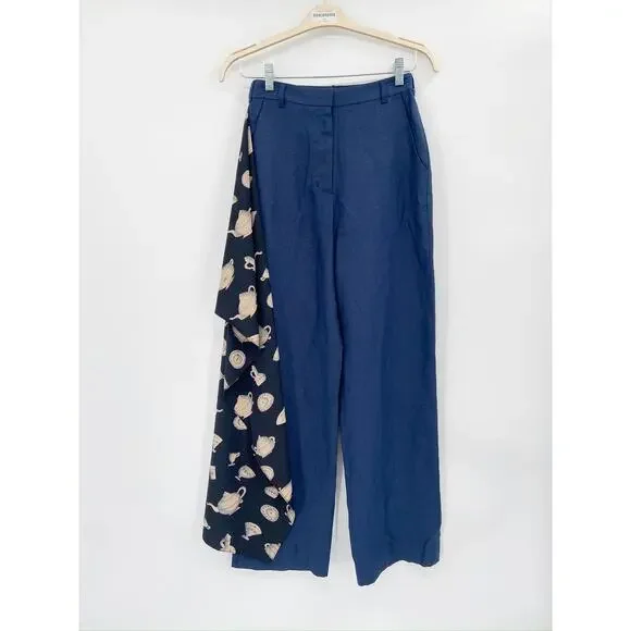 Puppets and Puppets Navy Blue Black Teapot Wide Leg Skant Trouser Pant 4 NWT - Picture 2 of 11